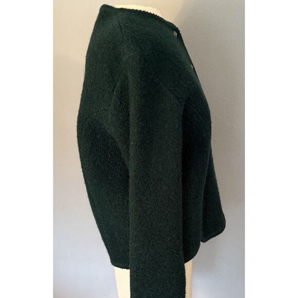 VTG Orvis Sweater Women’s 8 Forest Green Pure Wool Cardigan Silver Buttons Prep - Picture 2 of 11